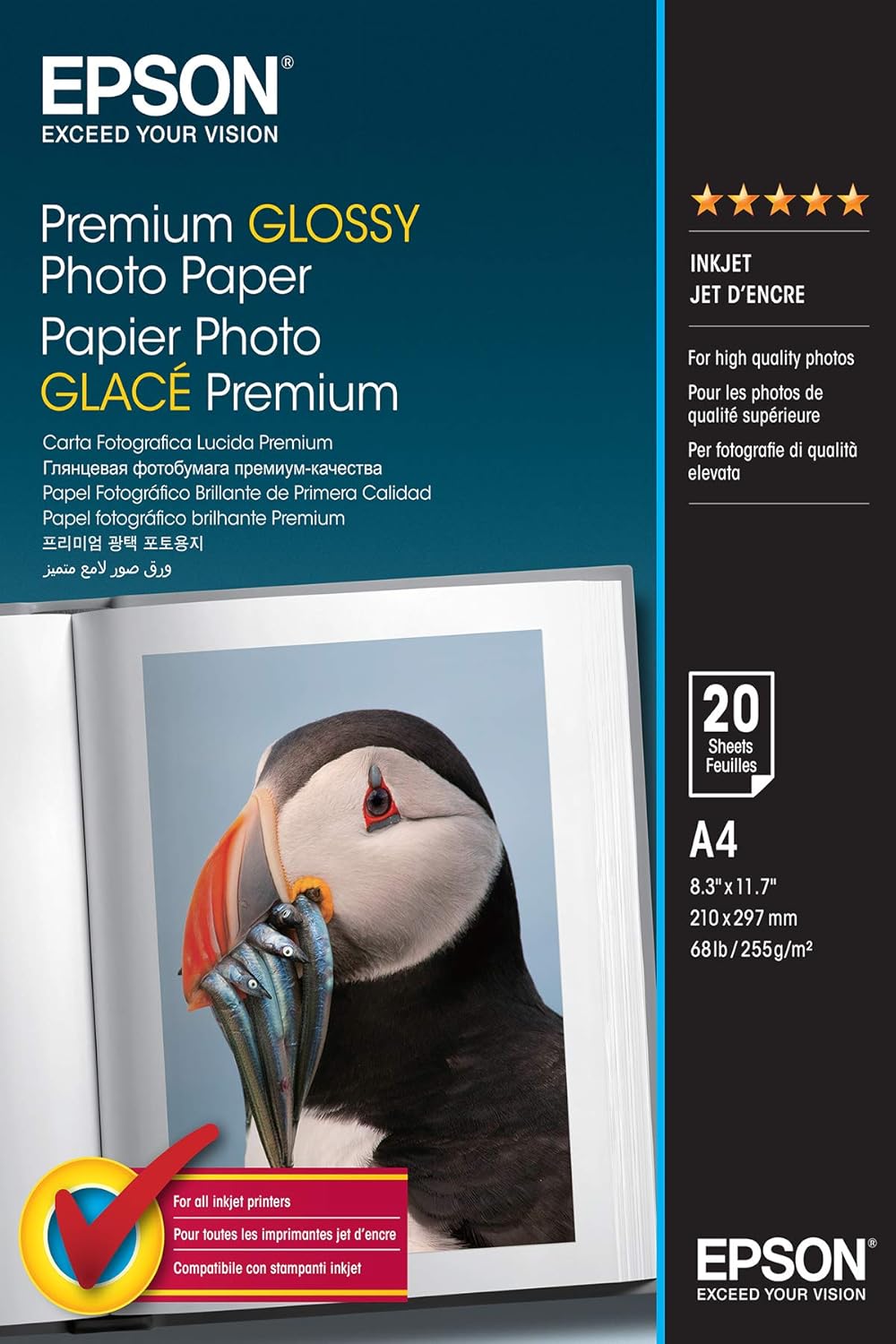 Premium Glossy Photo Paper, DIN A4, 255g/mΒ², 20 Sheets