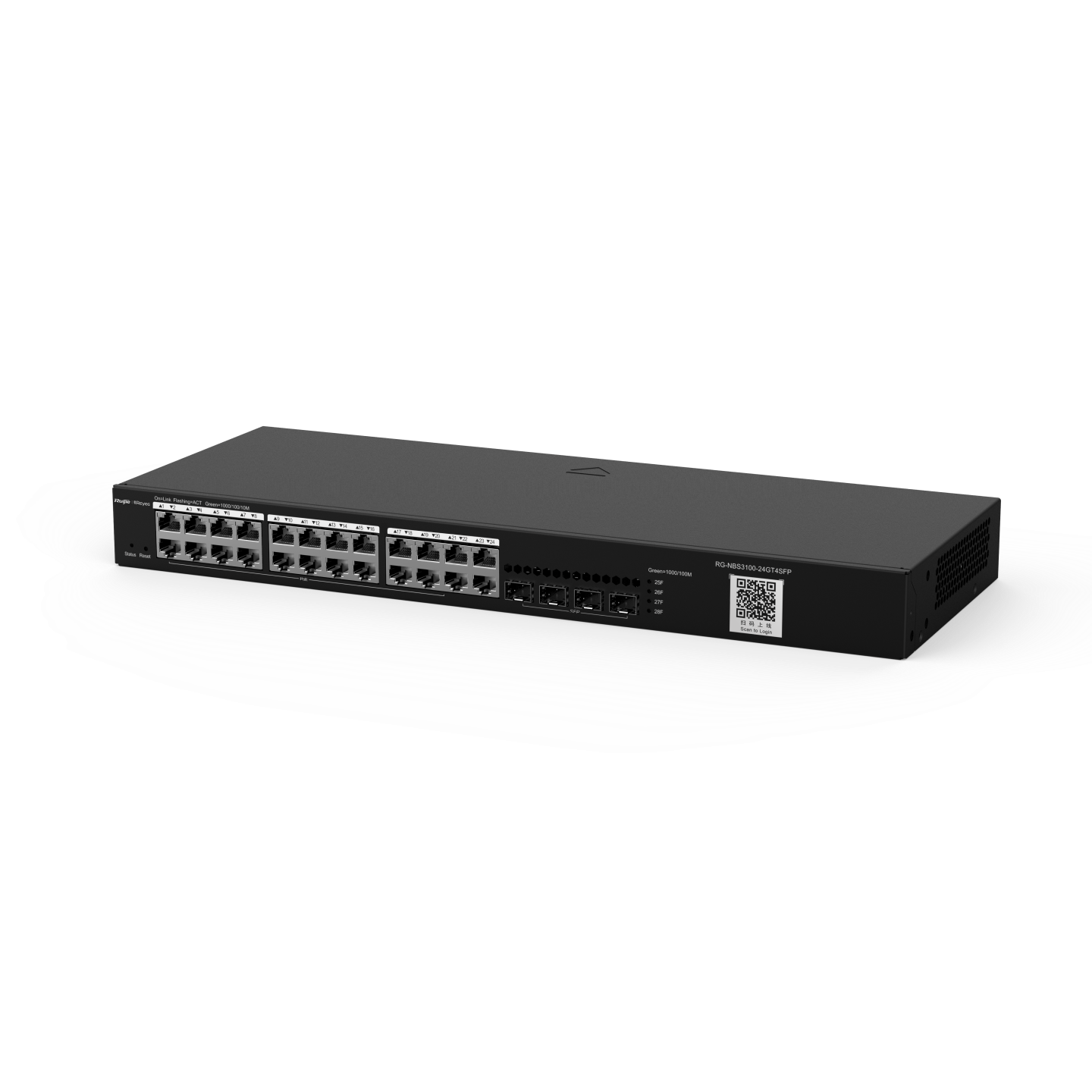 RG-NBS3100-24GT4SFP, 28-Port Gigabit Layer 2 Cloud Managed Non-PoE Switch