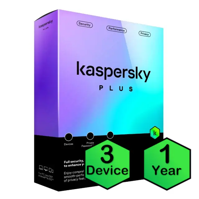 Kaspersky Plus, 3 Devices - 1 Year License