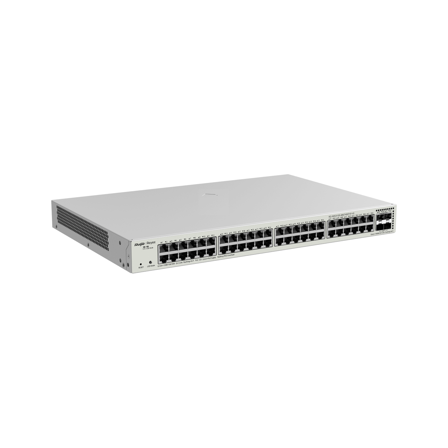 RG-NBS3100-48GT4SFP-P-V2, 48-Port Gigabit Layer 2 Cloud Managed PoE Switch, 4 x 1G Uplinks