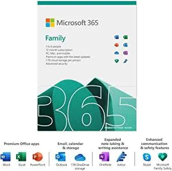 Microsoft Office 365 Family - 1 Year Medialess (ESD) upt to 6 Users