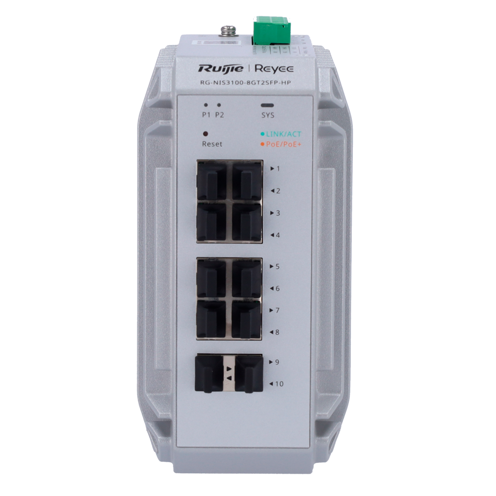 Ruijie Reyee RG-NIS3100-8GT2SFP-HP 10-Port Gigabit Layer 2 Industrial Managed PoE Switch